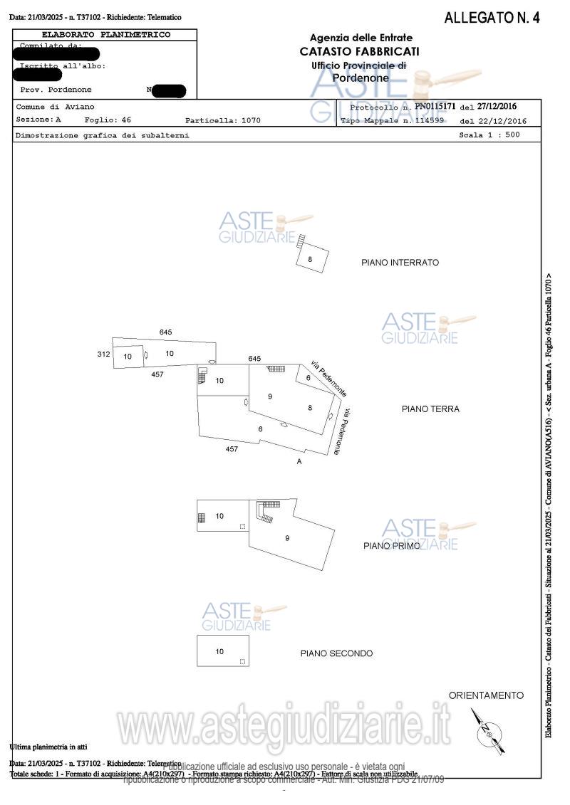 Planimetria del bene