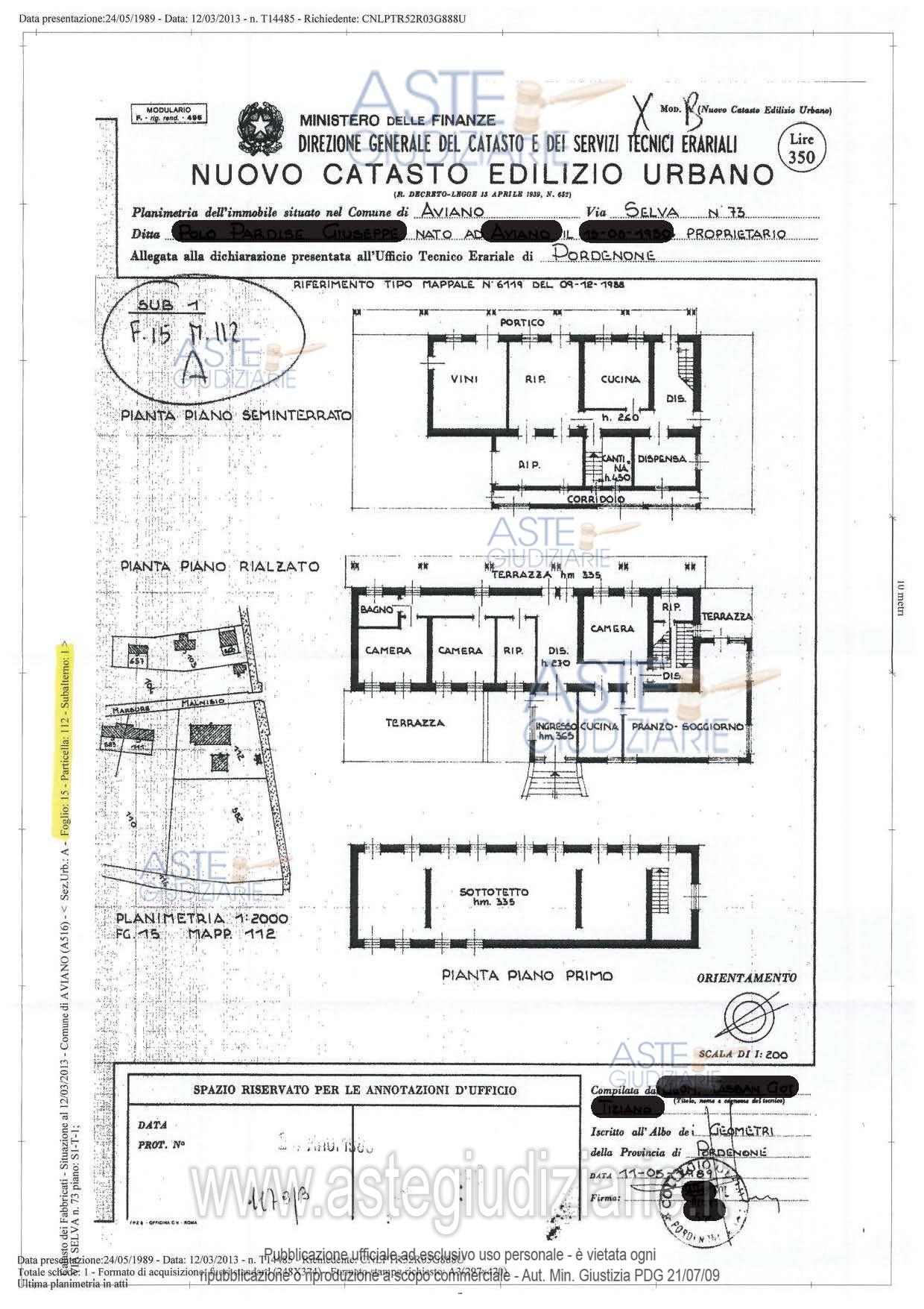 Planimetria del bene