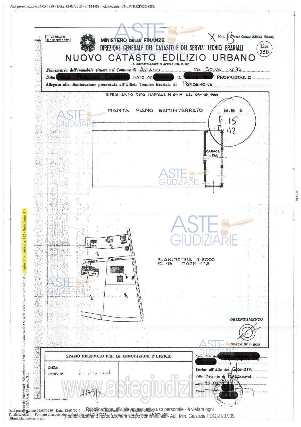 Planimetria del bene