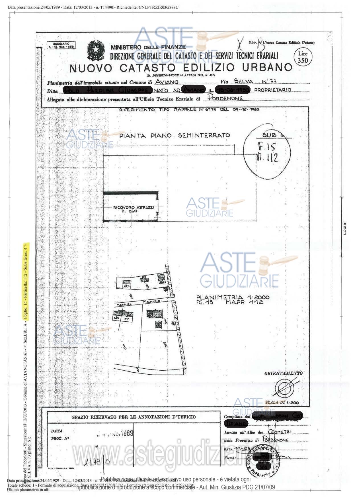 Planimetria del bene