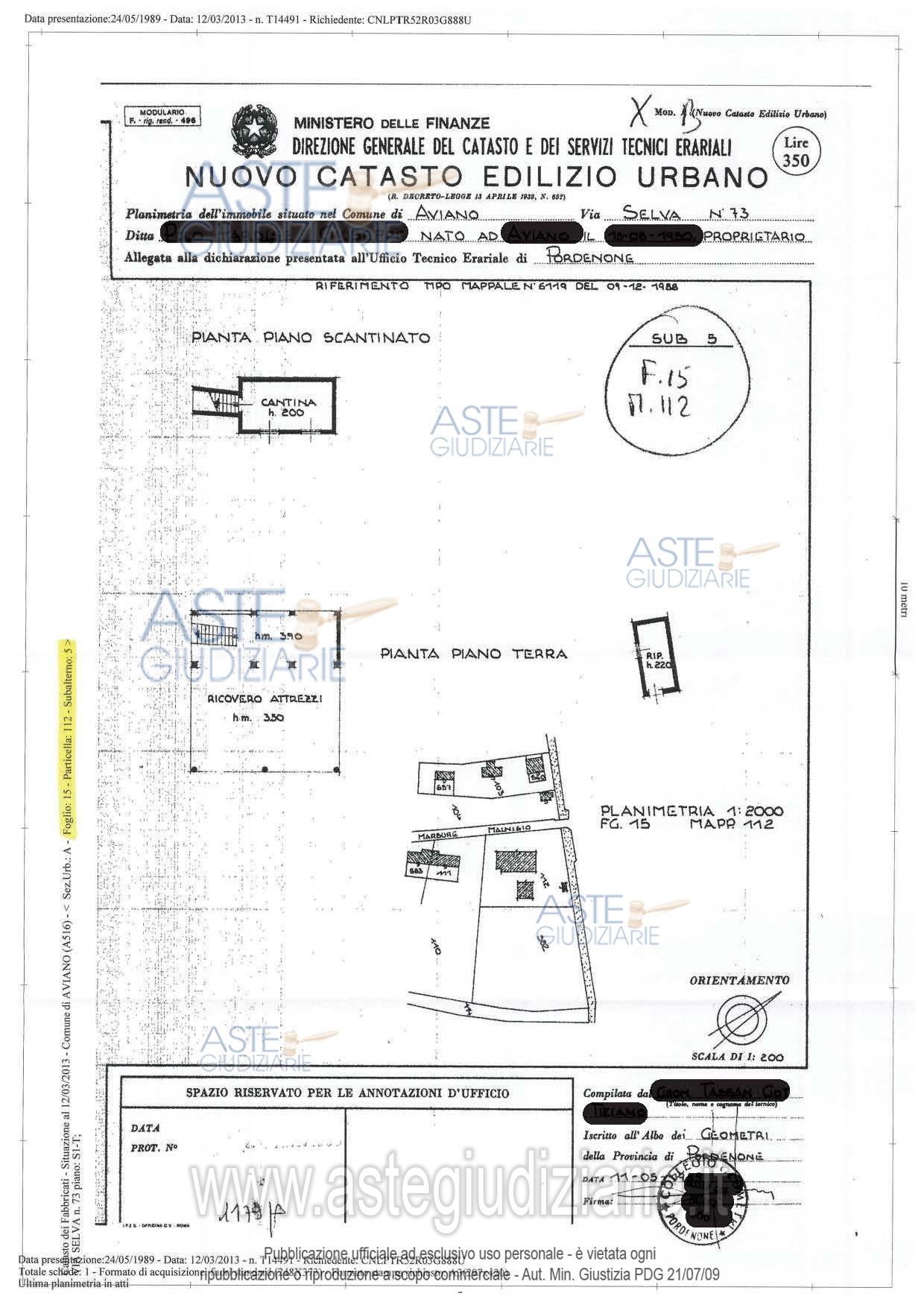 Planimetria del bene