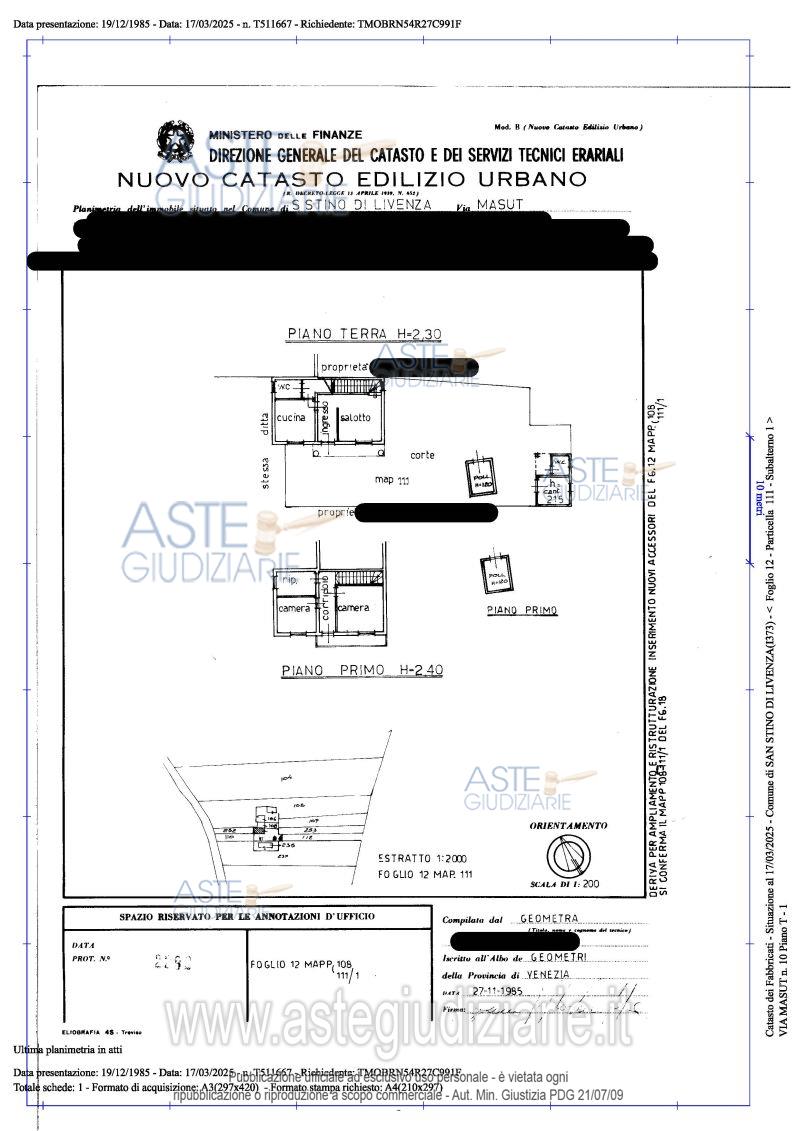 Planimetria del bene