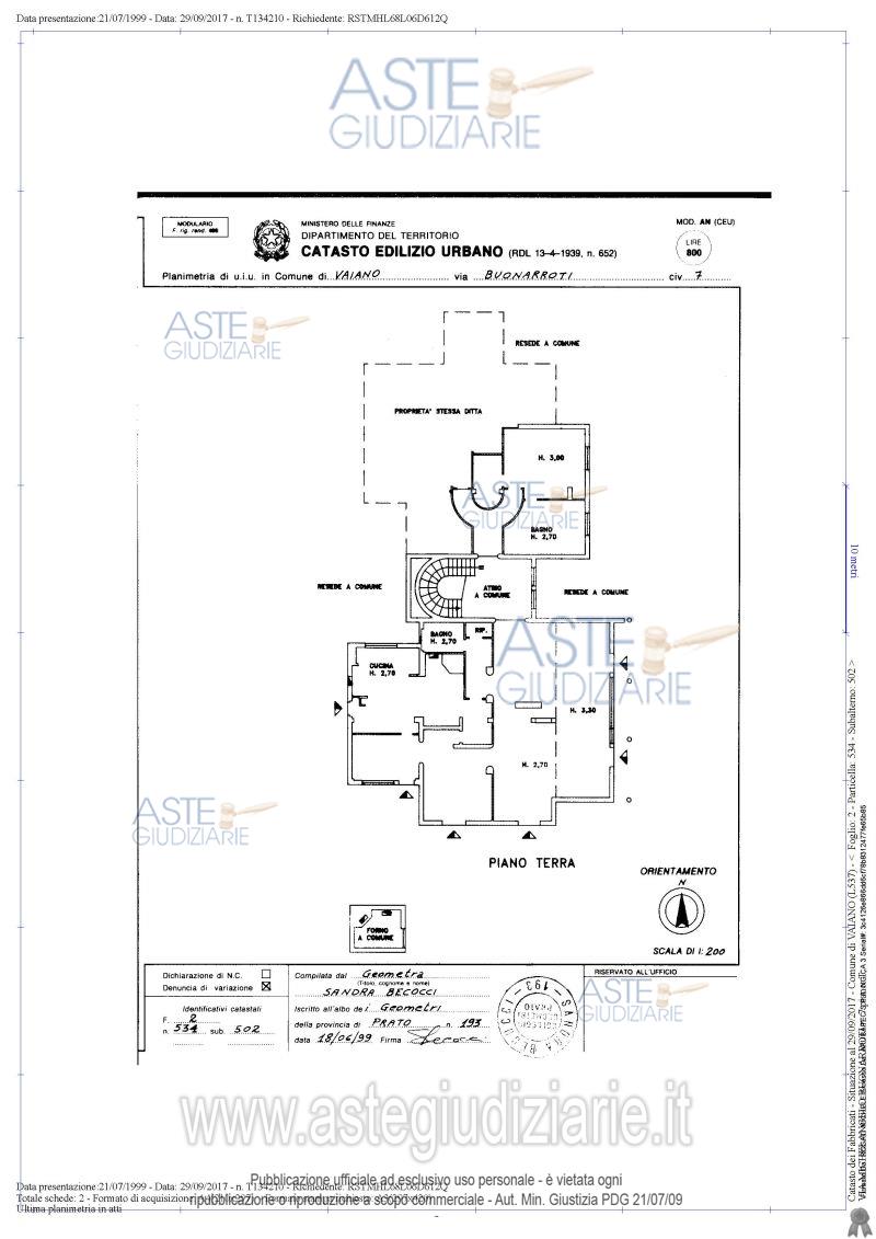 Planimetria del bene