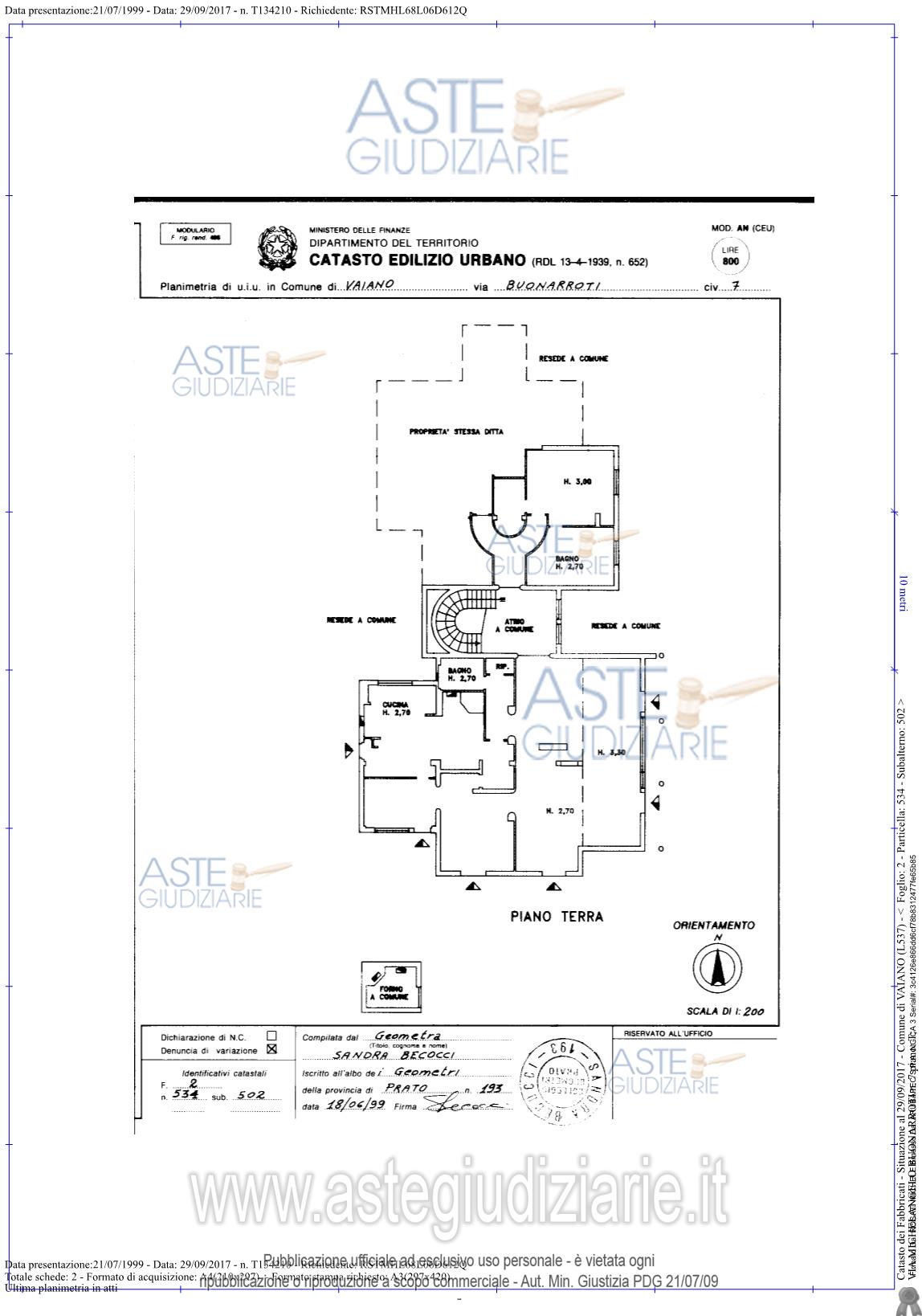 Planimetria del bene