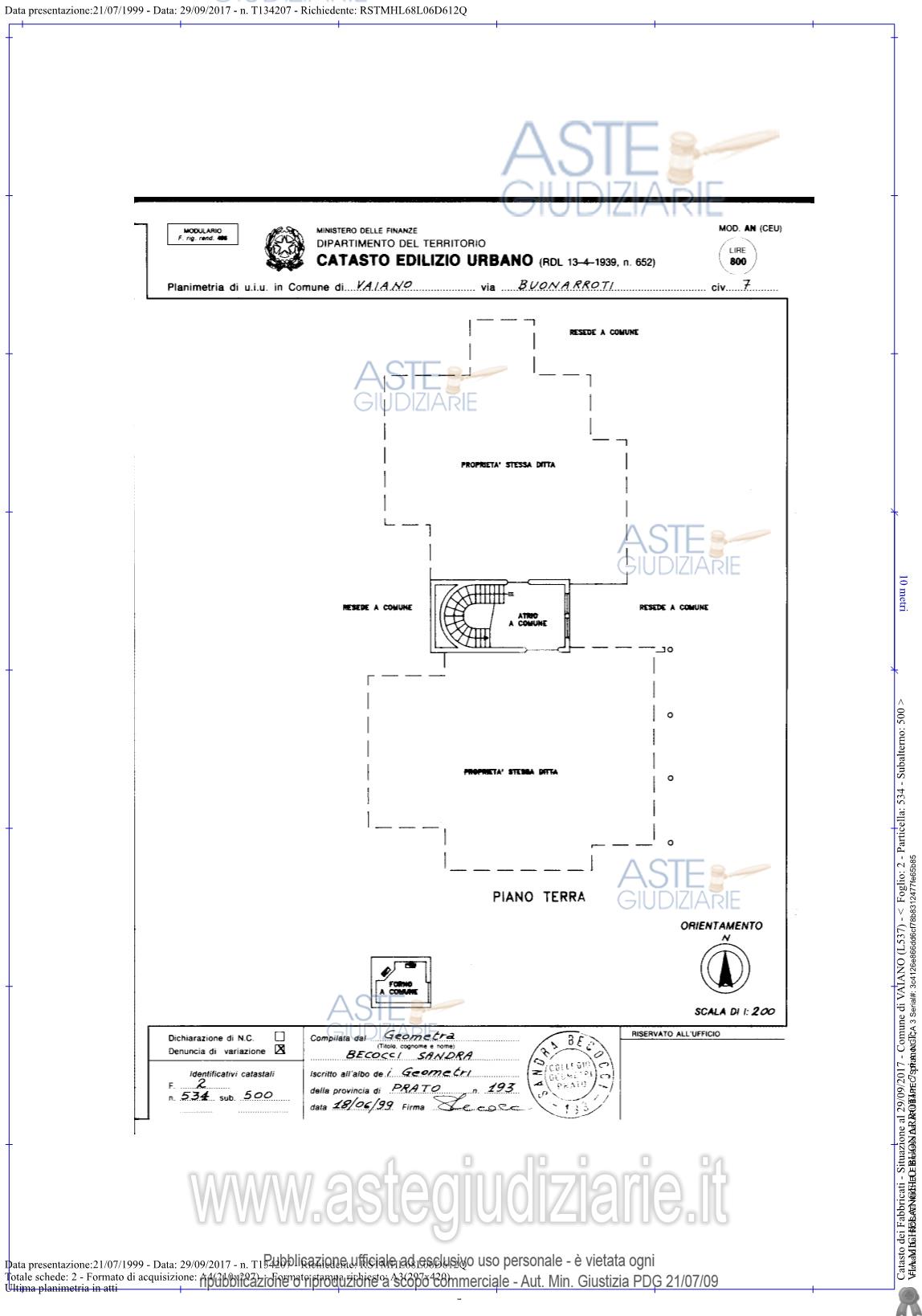 Planimetria del bene