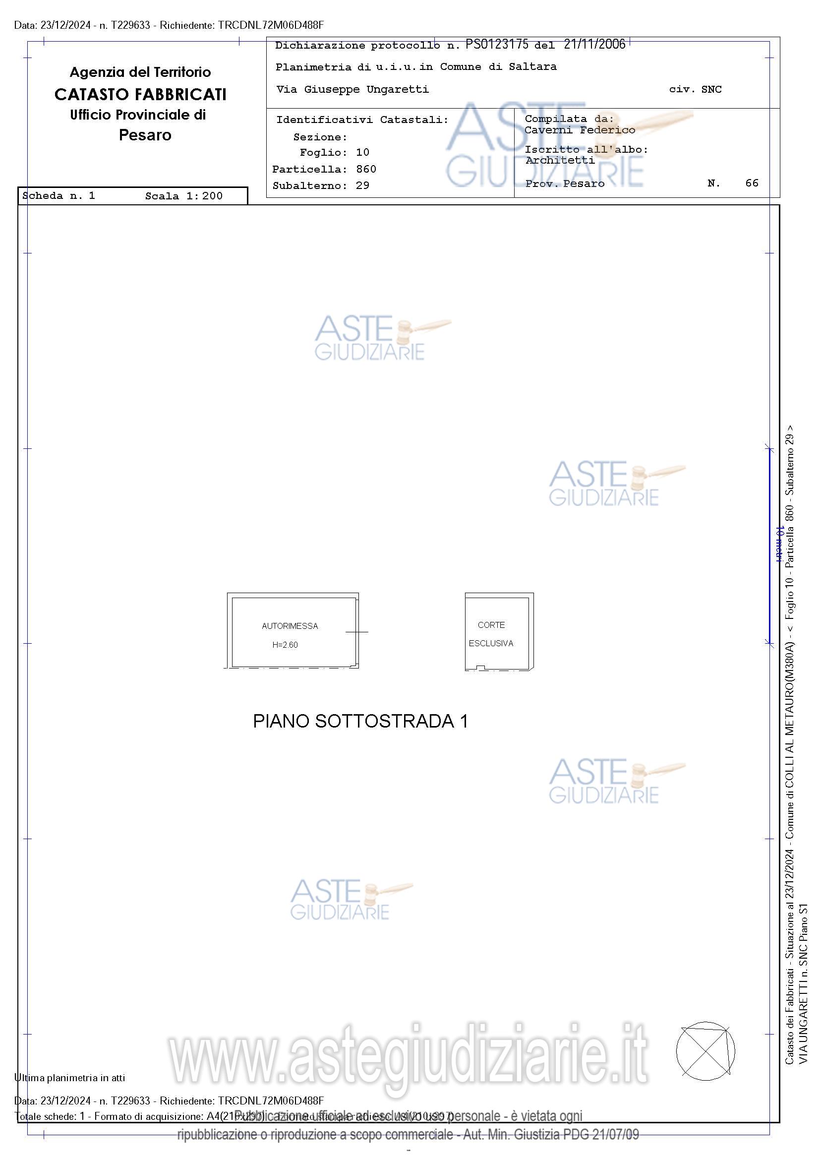 Planimetria del bene