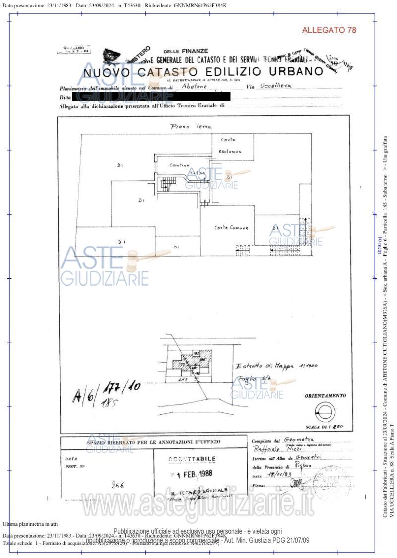 Planimetria del bene