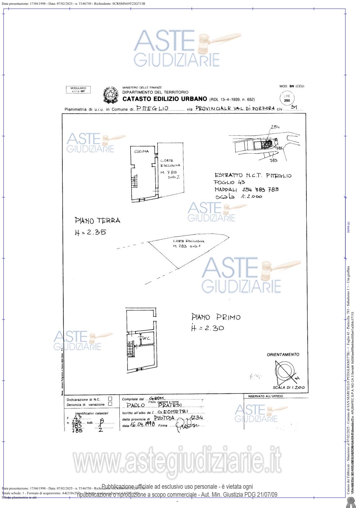 Planimetria del bene