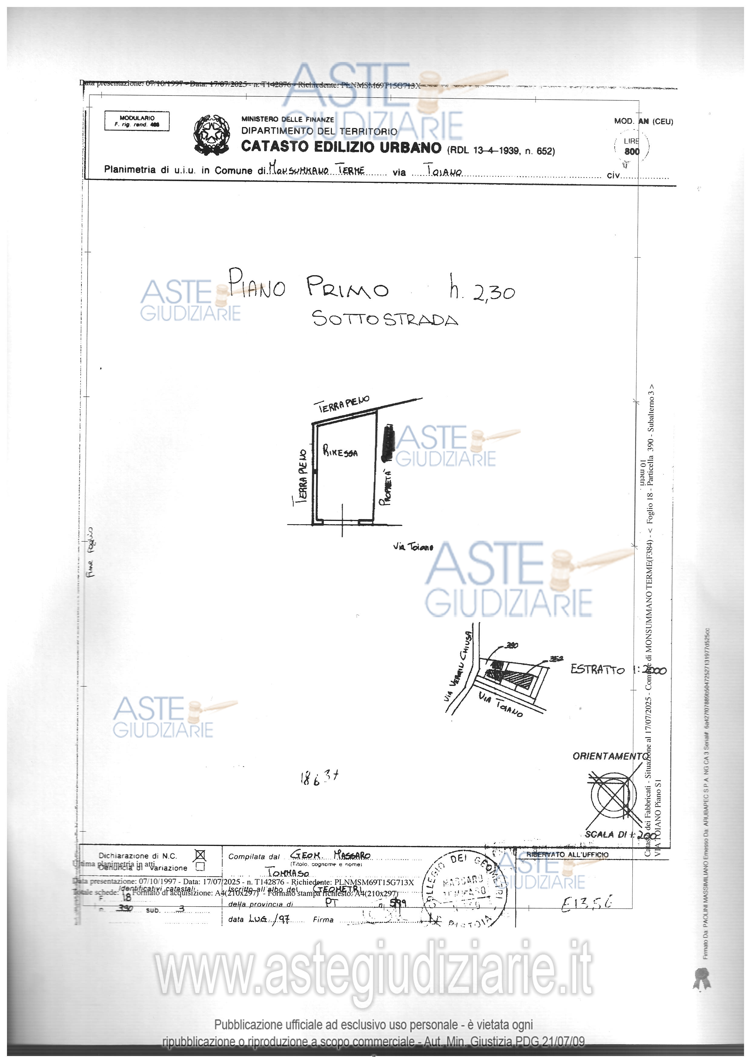 Planimetria del bene