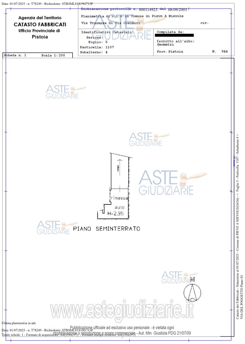 Planimetria del bene