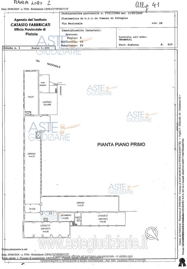 Planimetria del bene