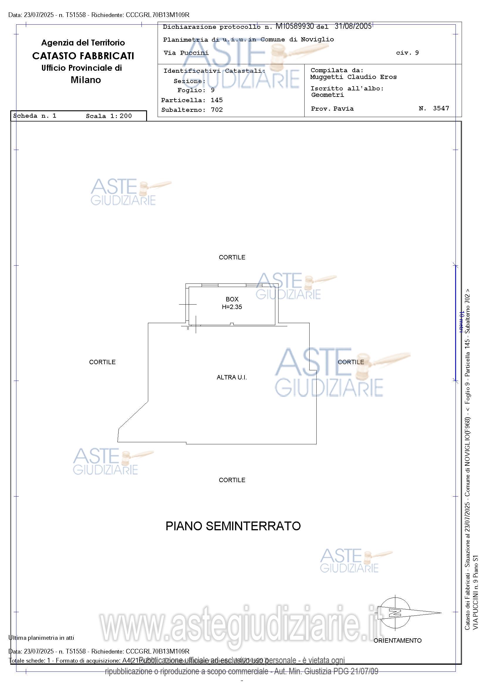Planimetria del bene