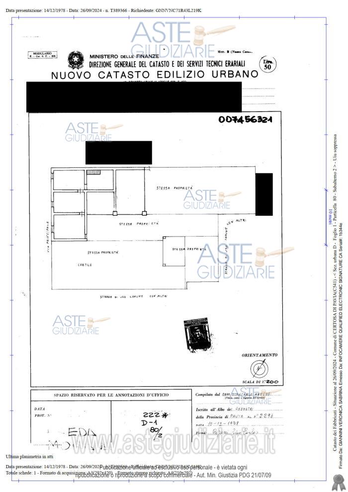 Planimetria del bene