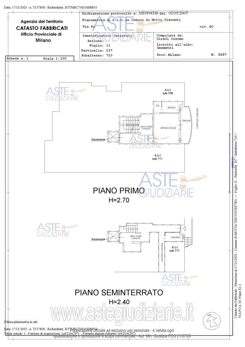 Planimetria del bene