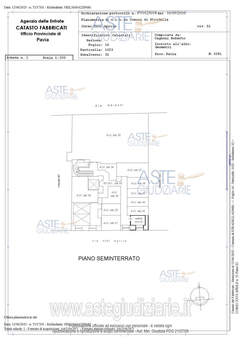 Planimetria del bene