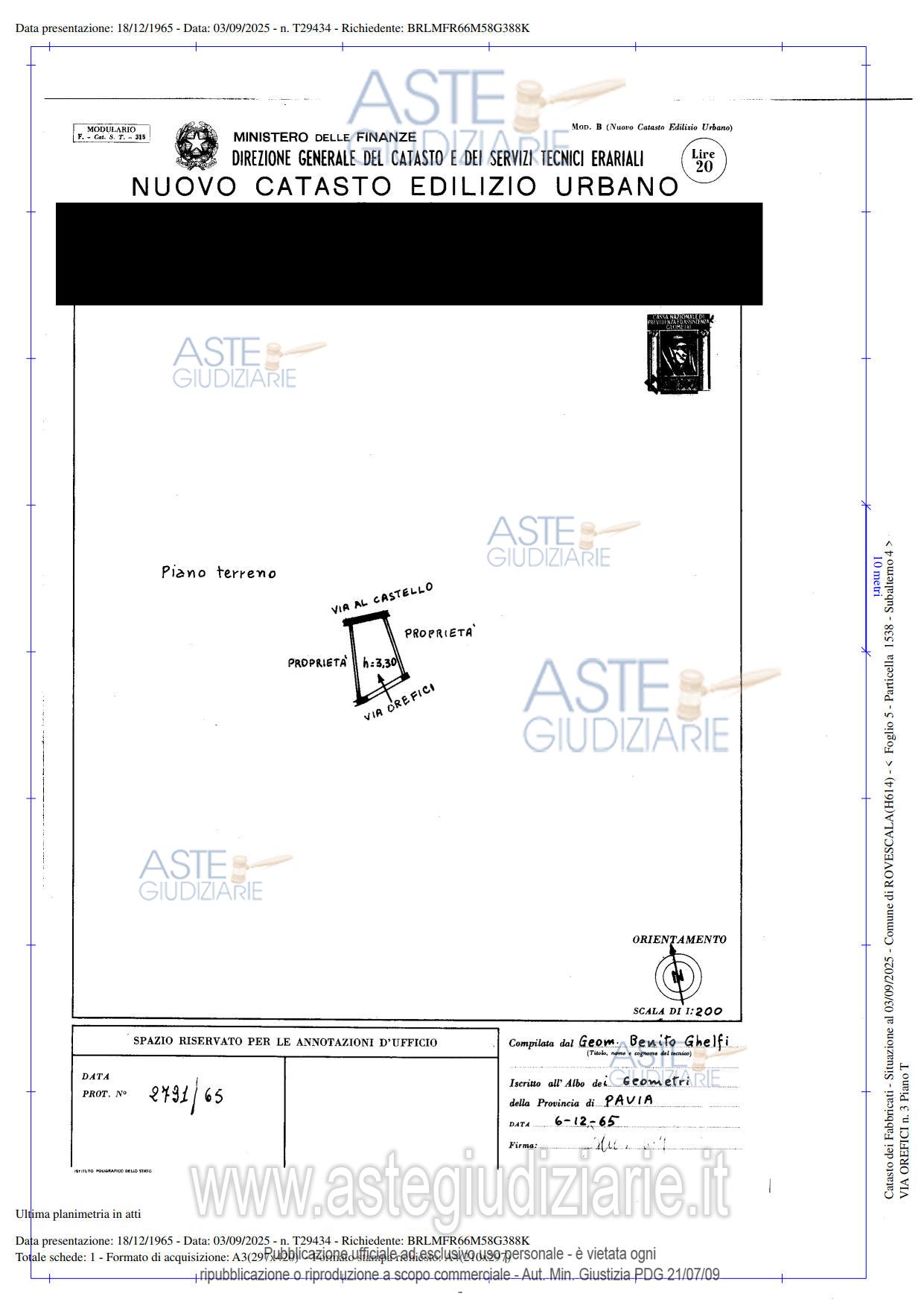 Planimetria del bene
