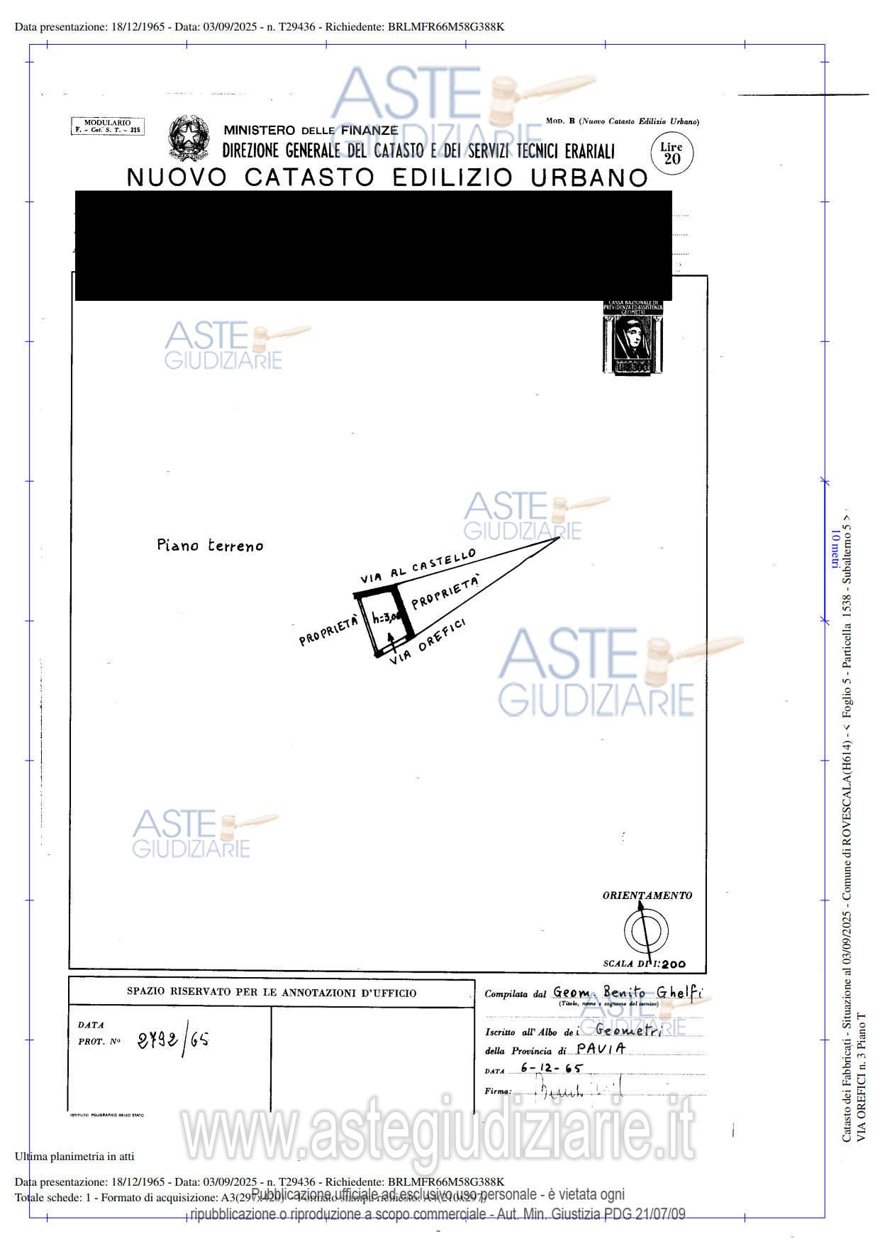 Planimetria del bene