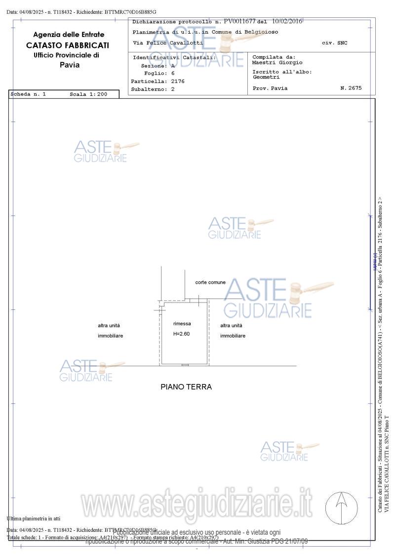 Planimetria del bene