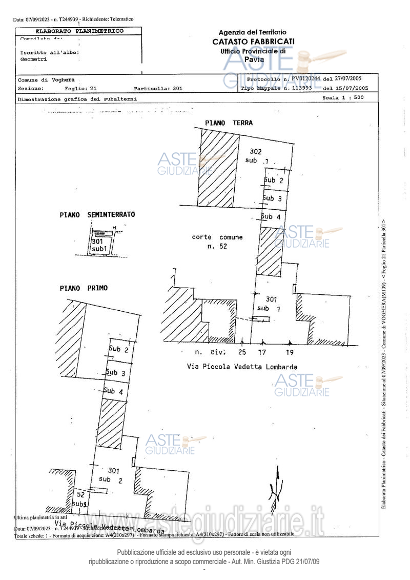 Planimetria del bene