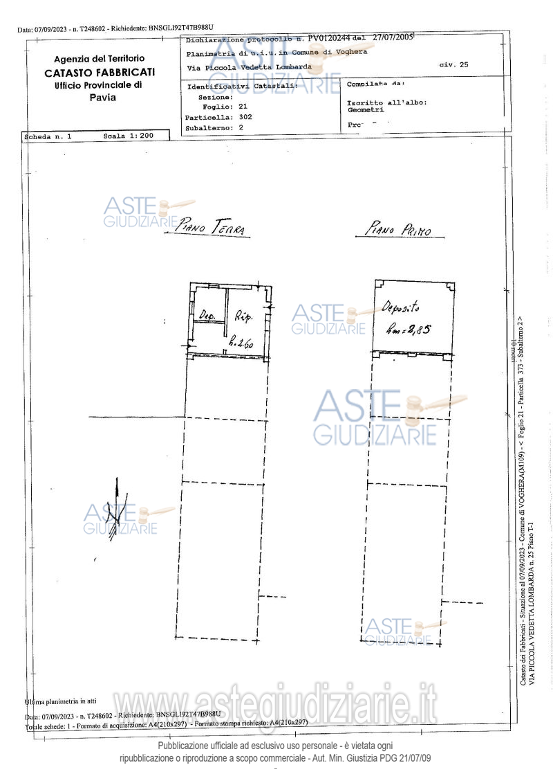 Planimetria del bene