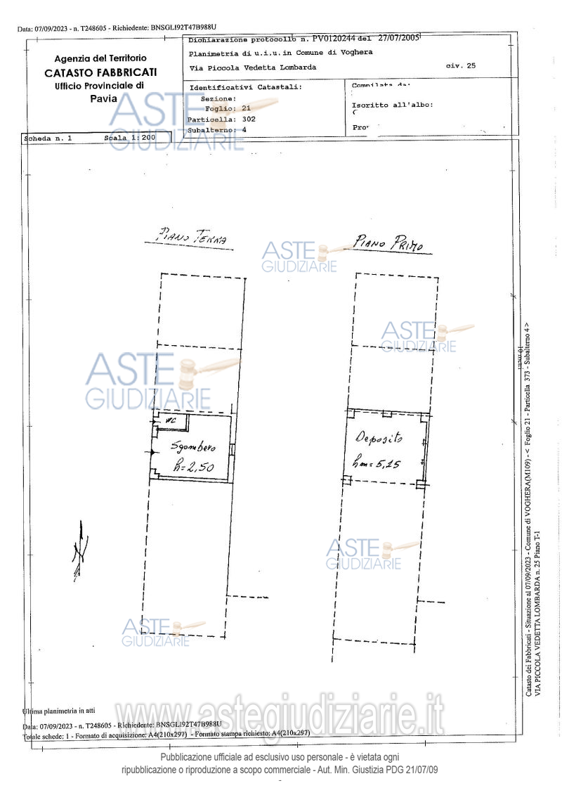 Planimetria del bene