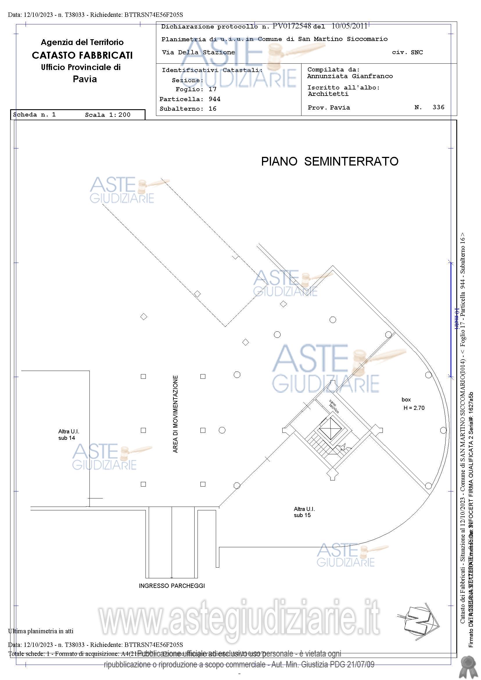 Planimetria del bene