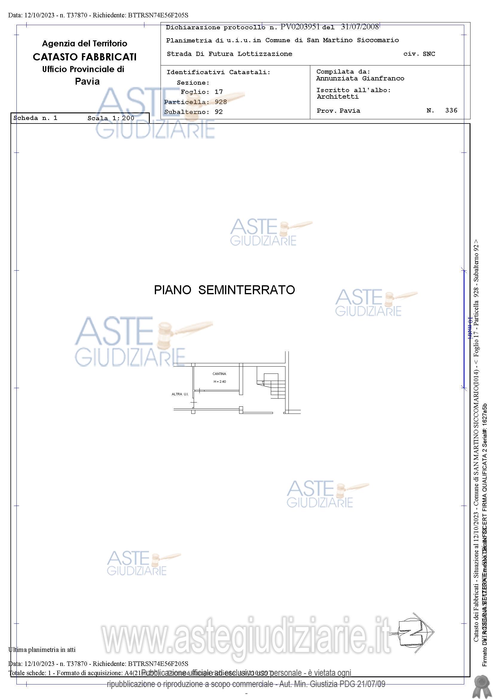 Planimetria del bene