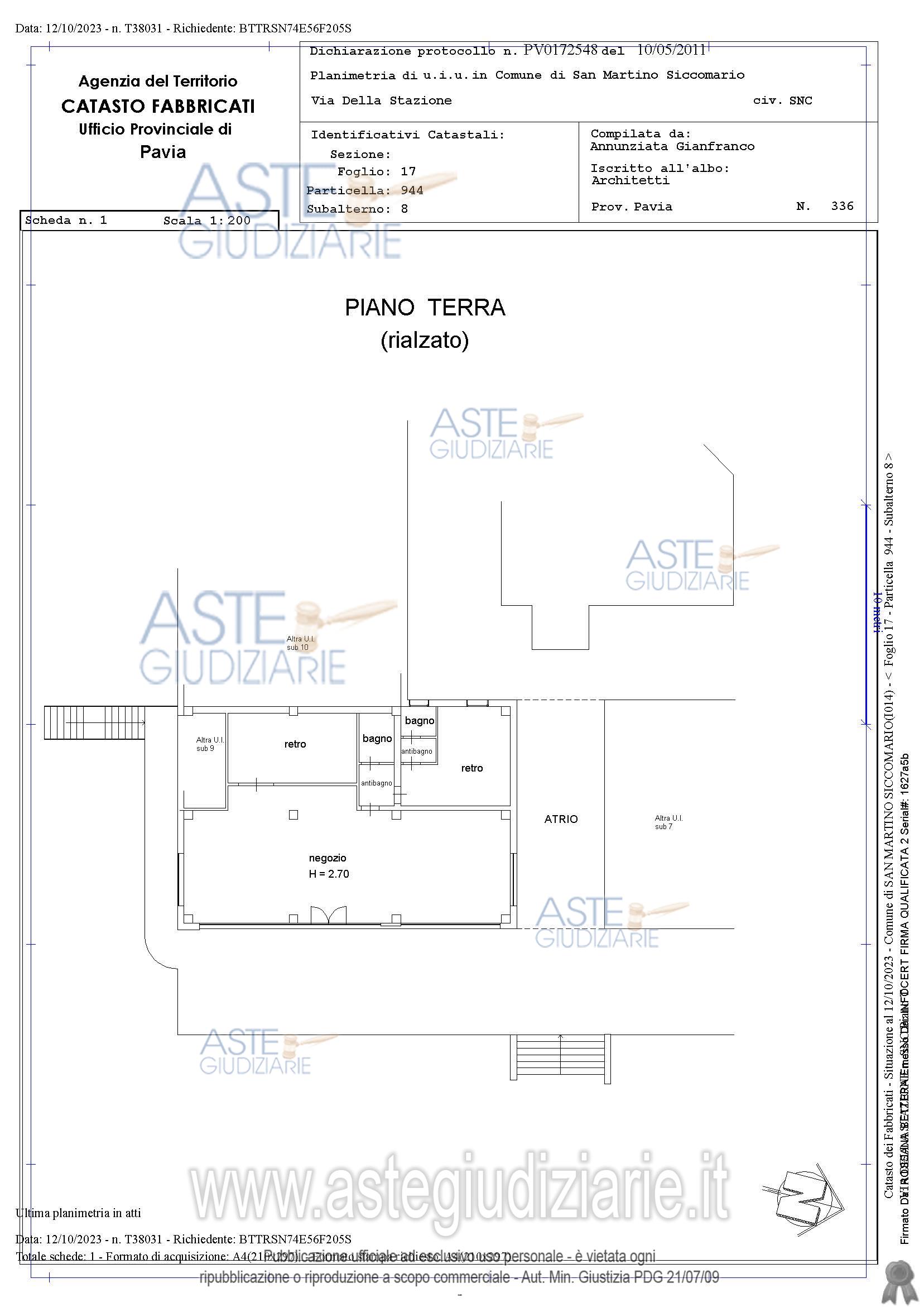 Planimetria del bene