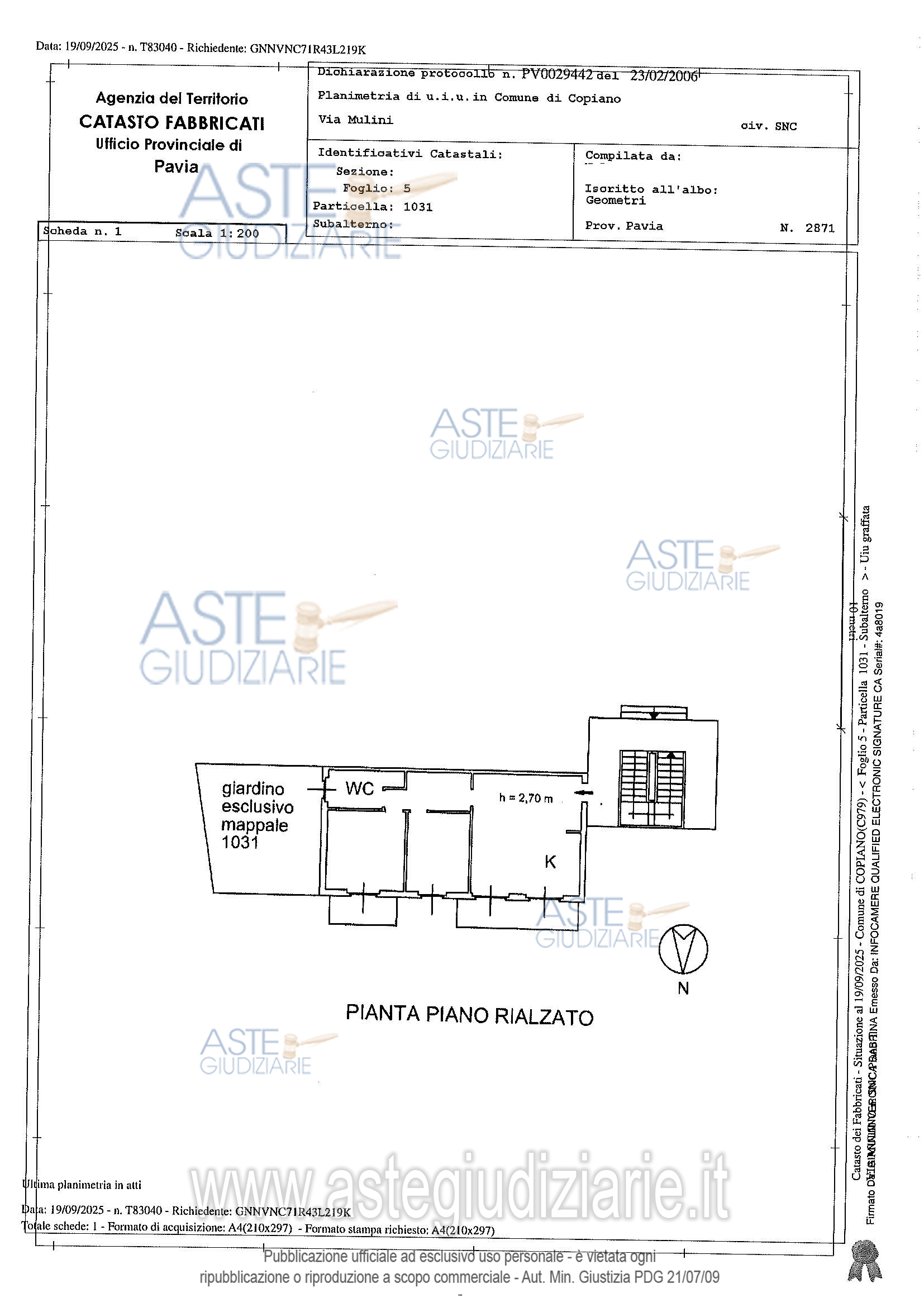 Planimetria del bene