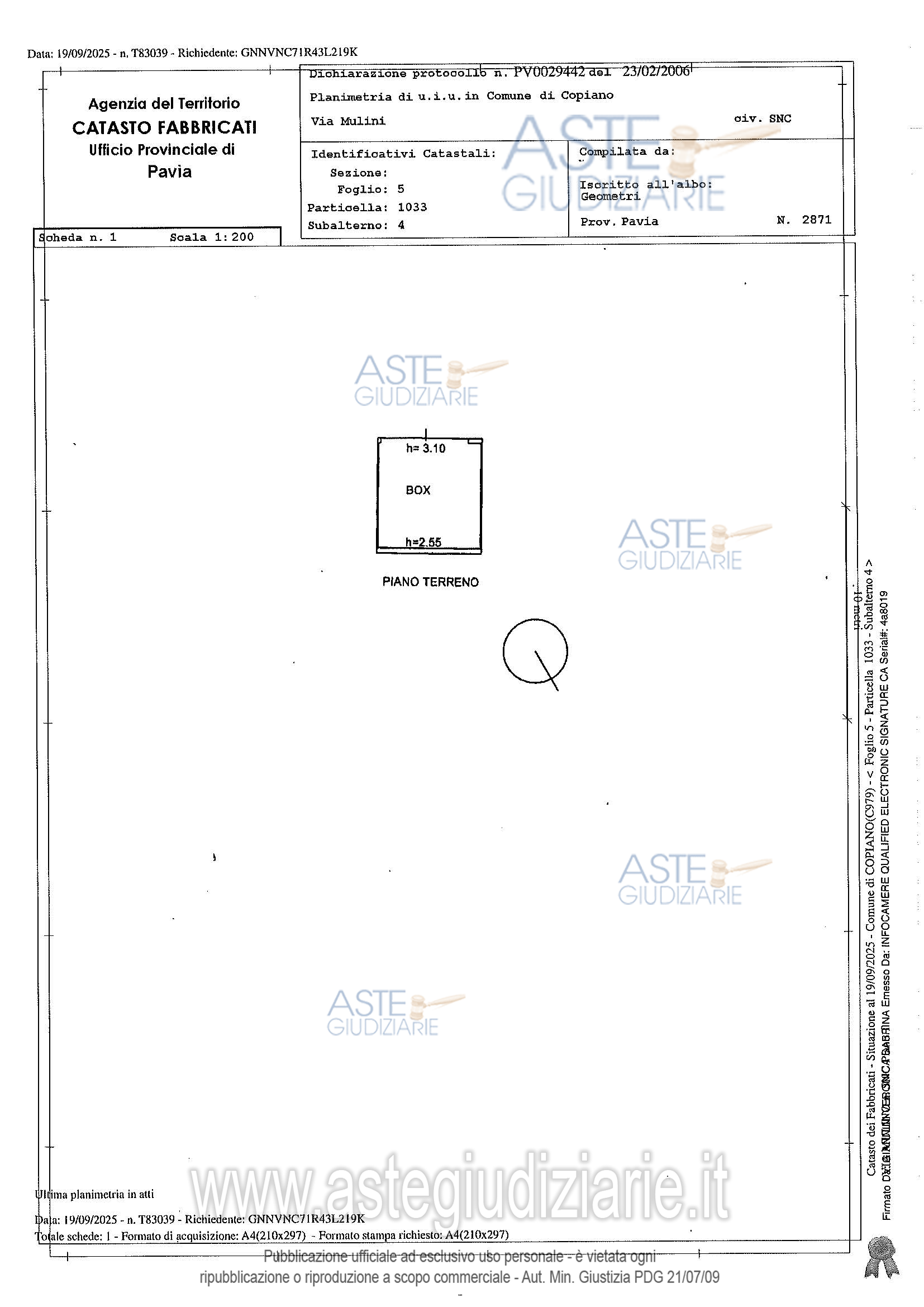Planimetria del bene