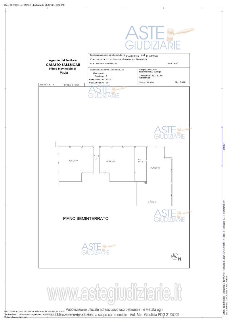 Planimetria del bene