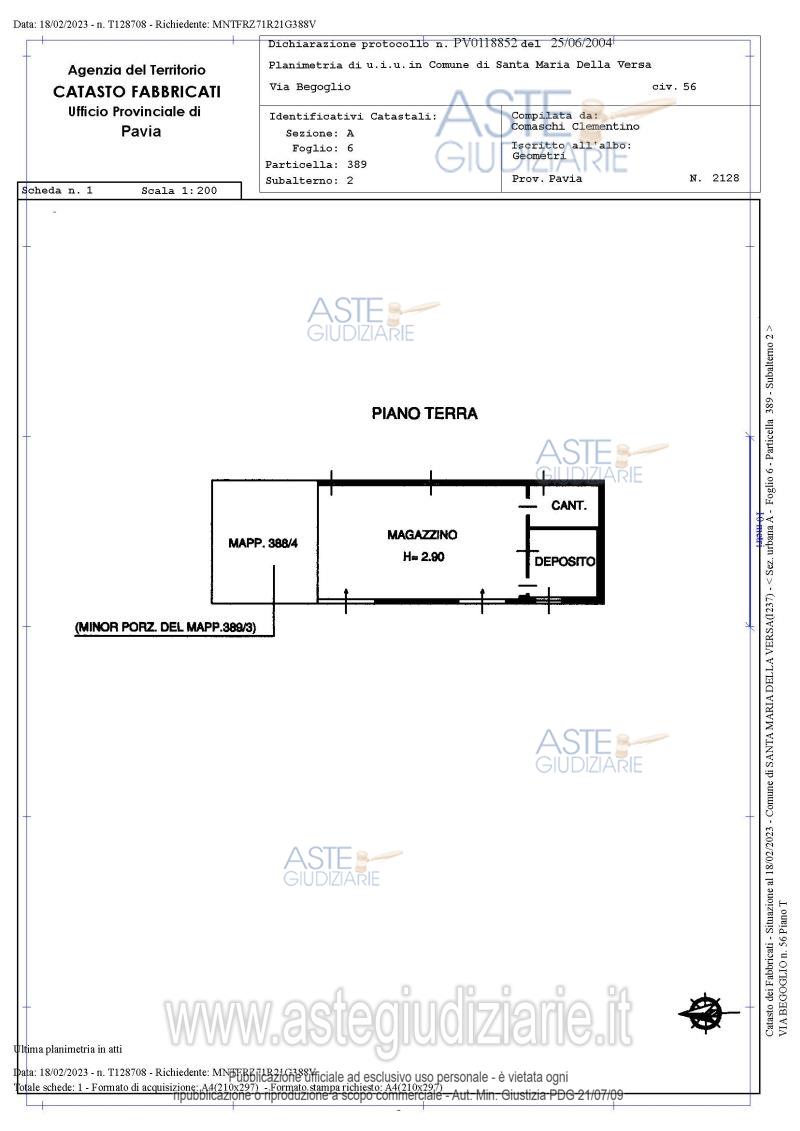Planimetria del bene