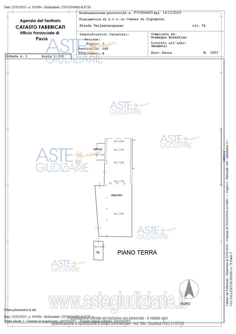 Planimetria del bene