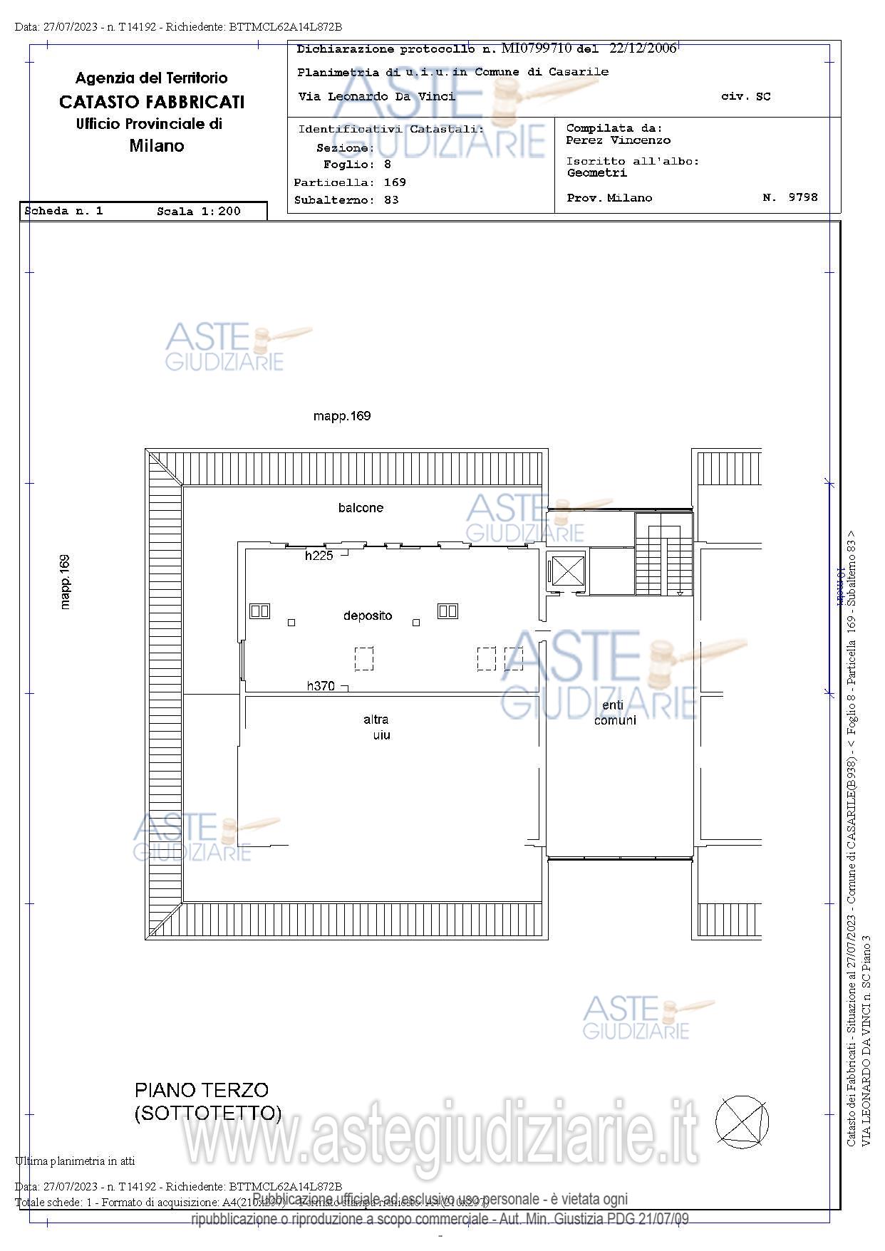 Planimetria del bene