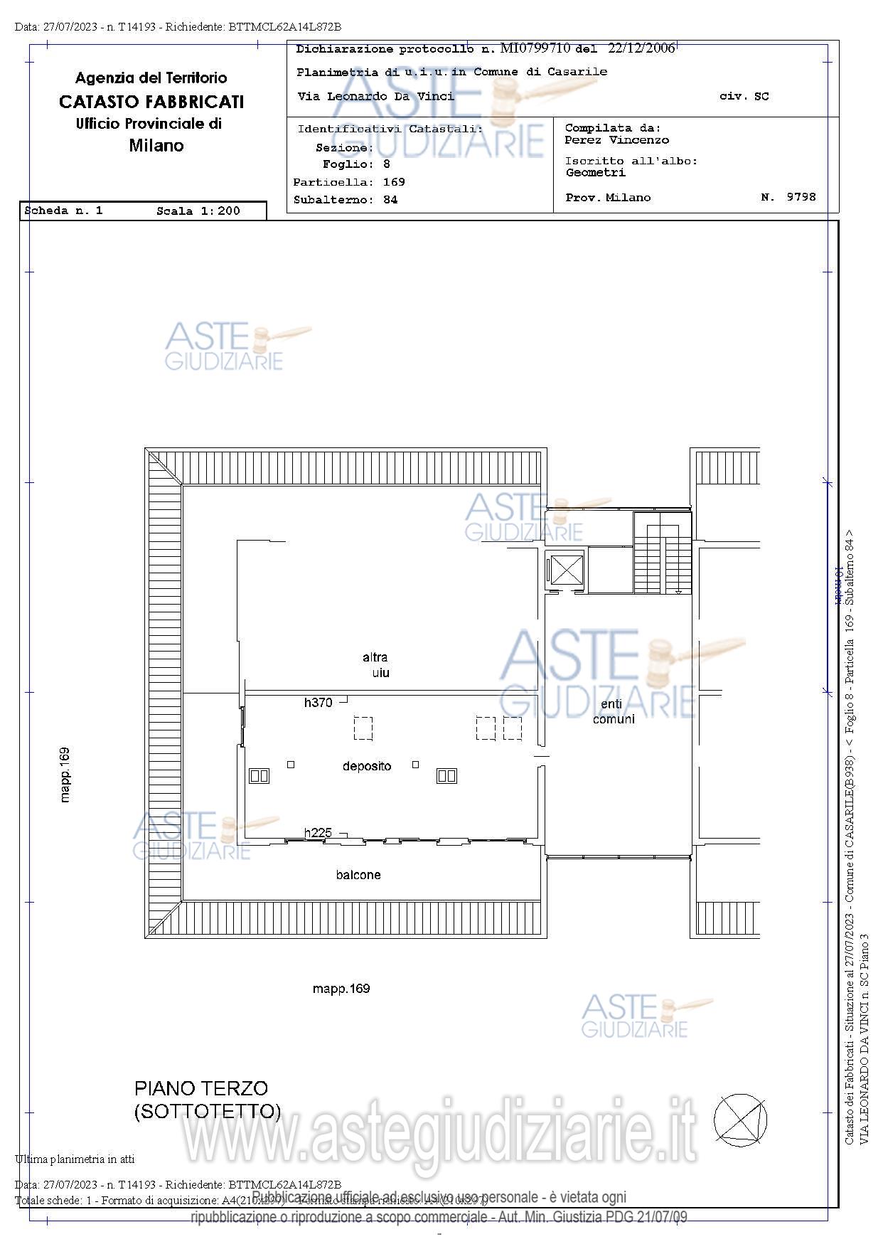Planimetria del bene