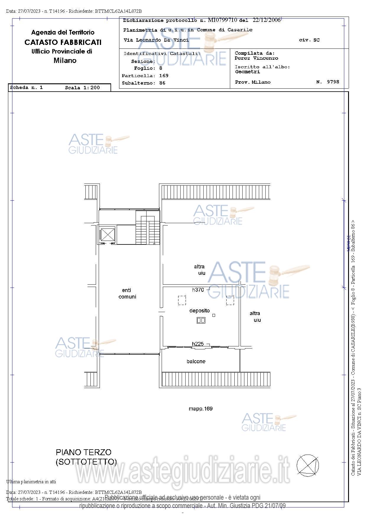 Planimetria del bene
