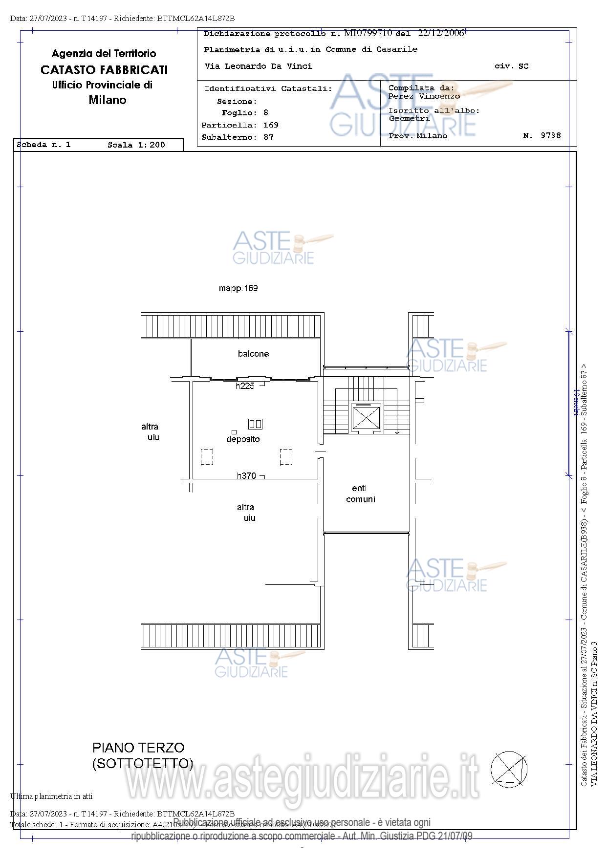 Planimetria del bene