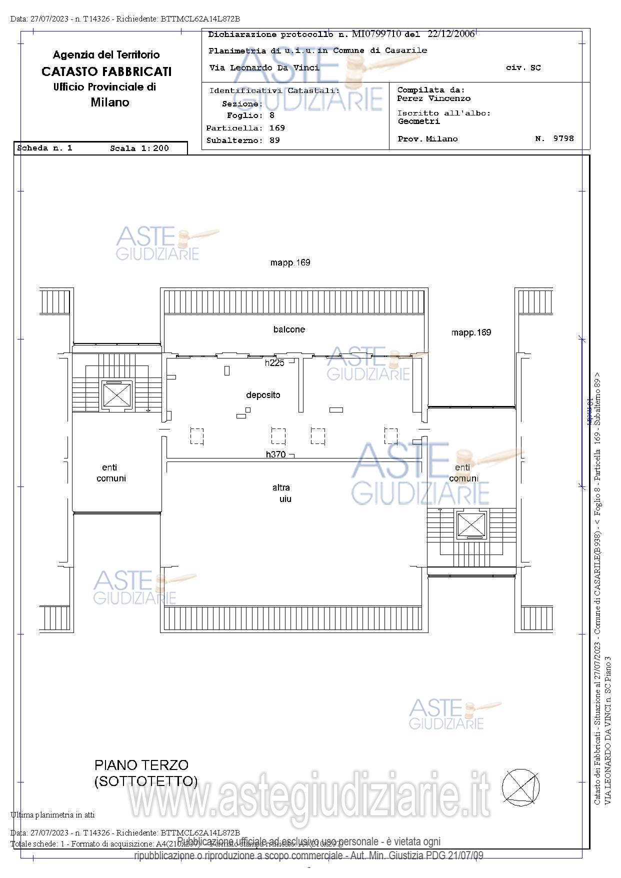 Planimetria del bene