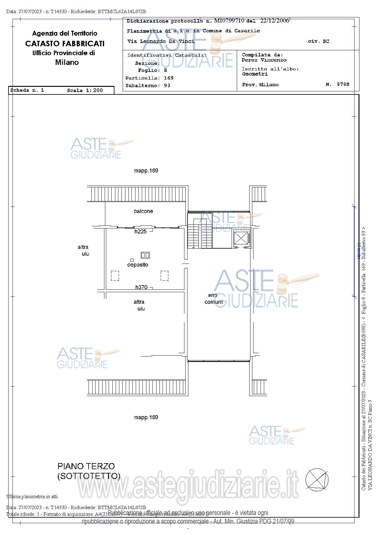 Planimetria del bene