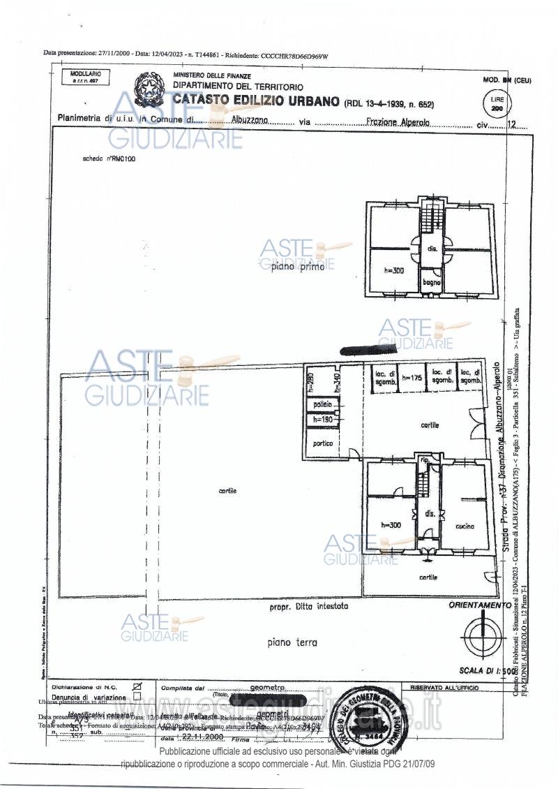 Planimetria del bene