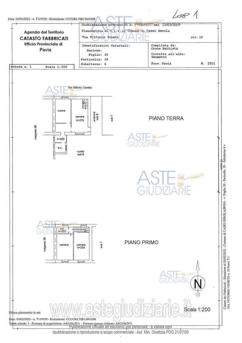 Planimetria del bene