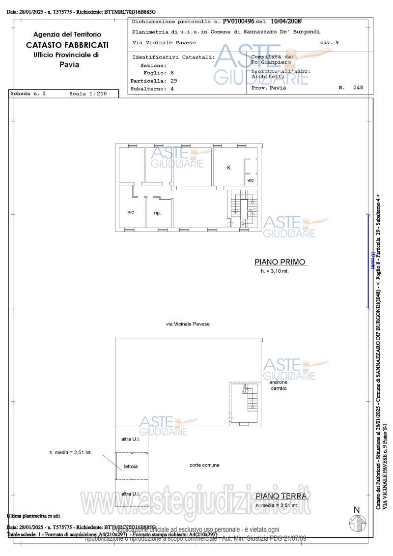 Planimetria del bene