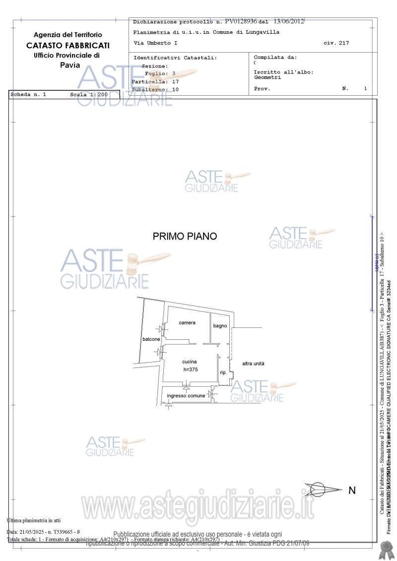 Planimetria del bene