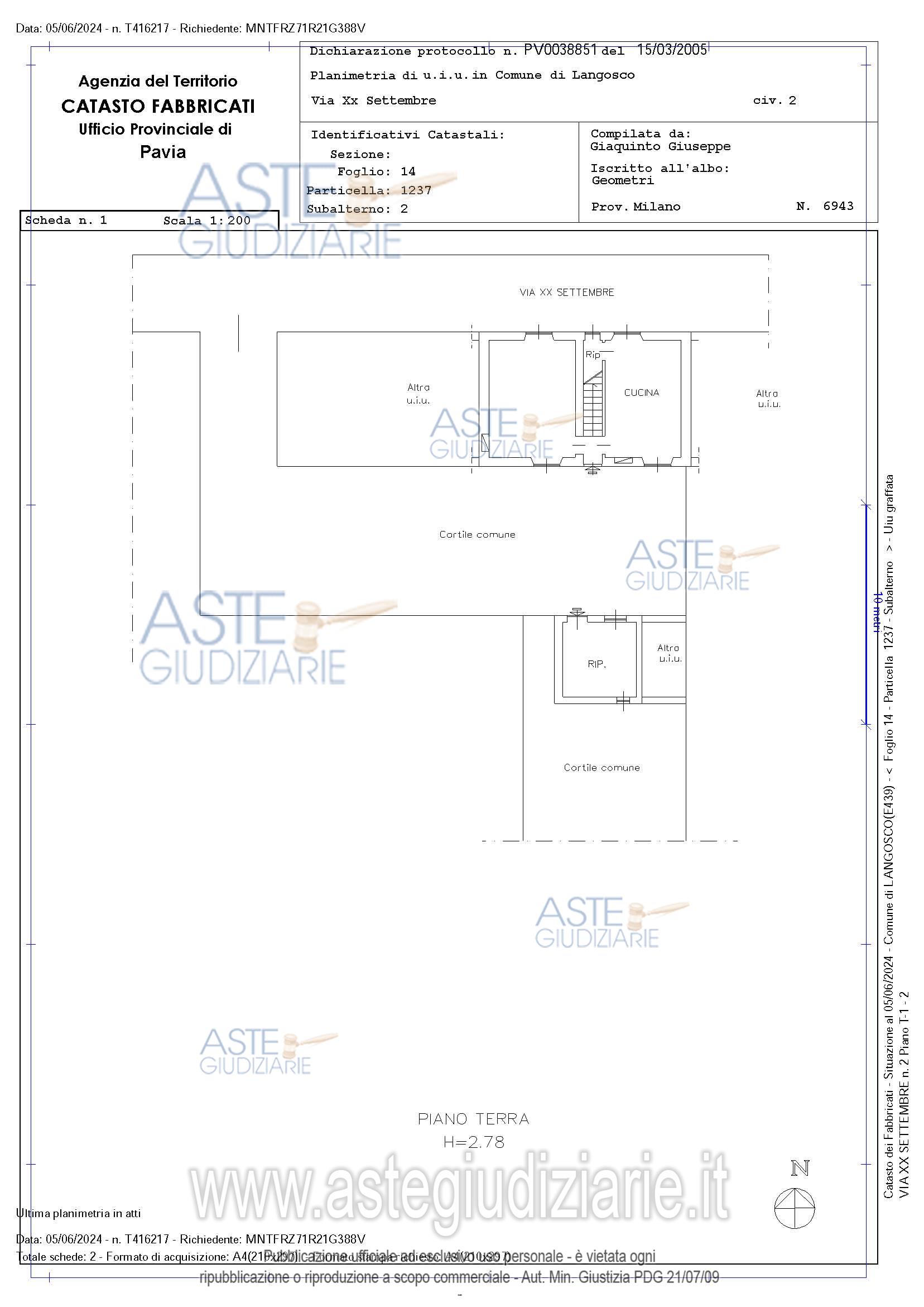 Planimetria del bene