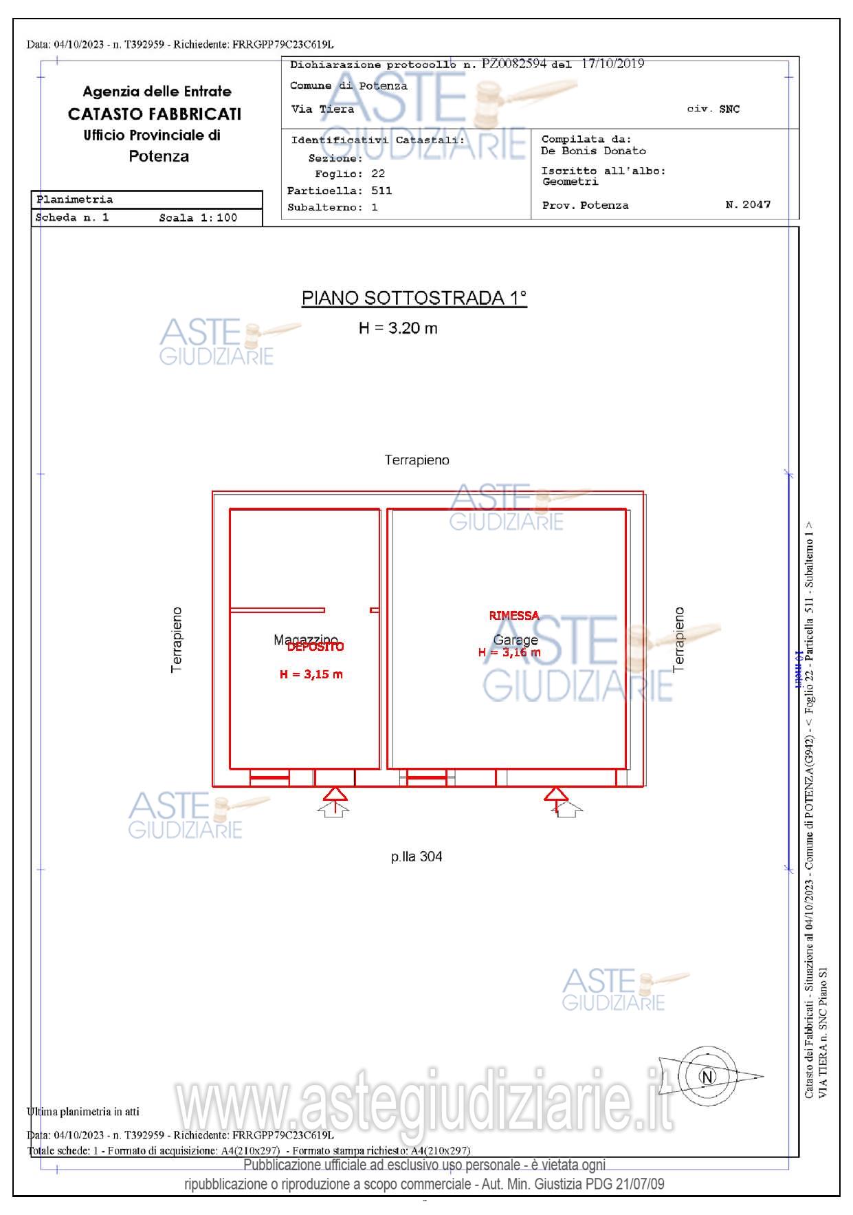 Planimetria del bene