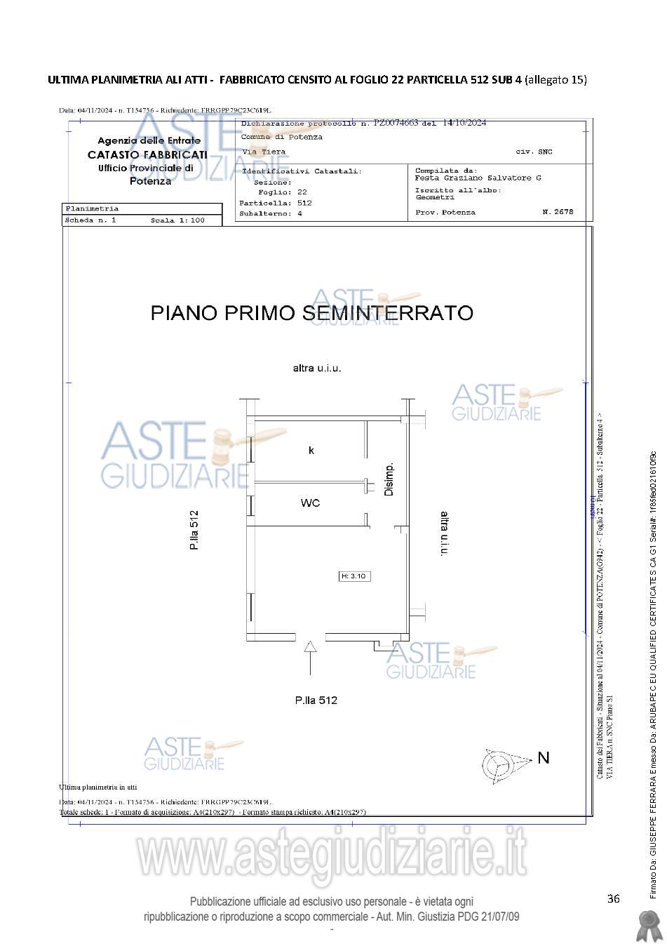 Planimetria del bene