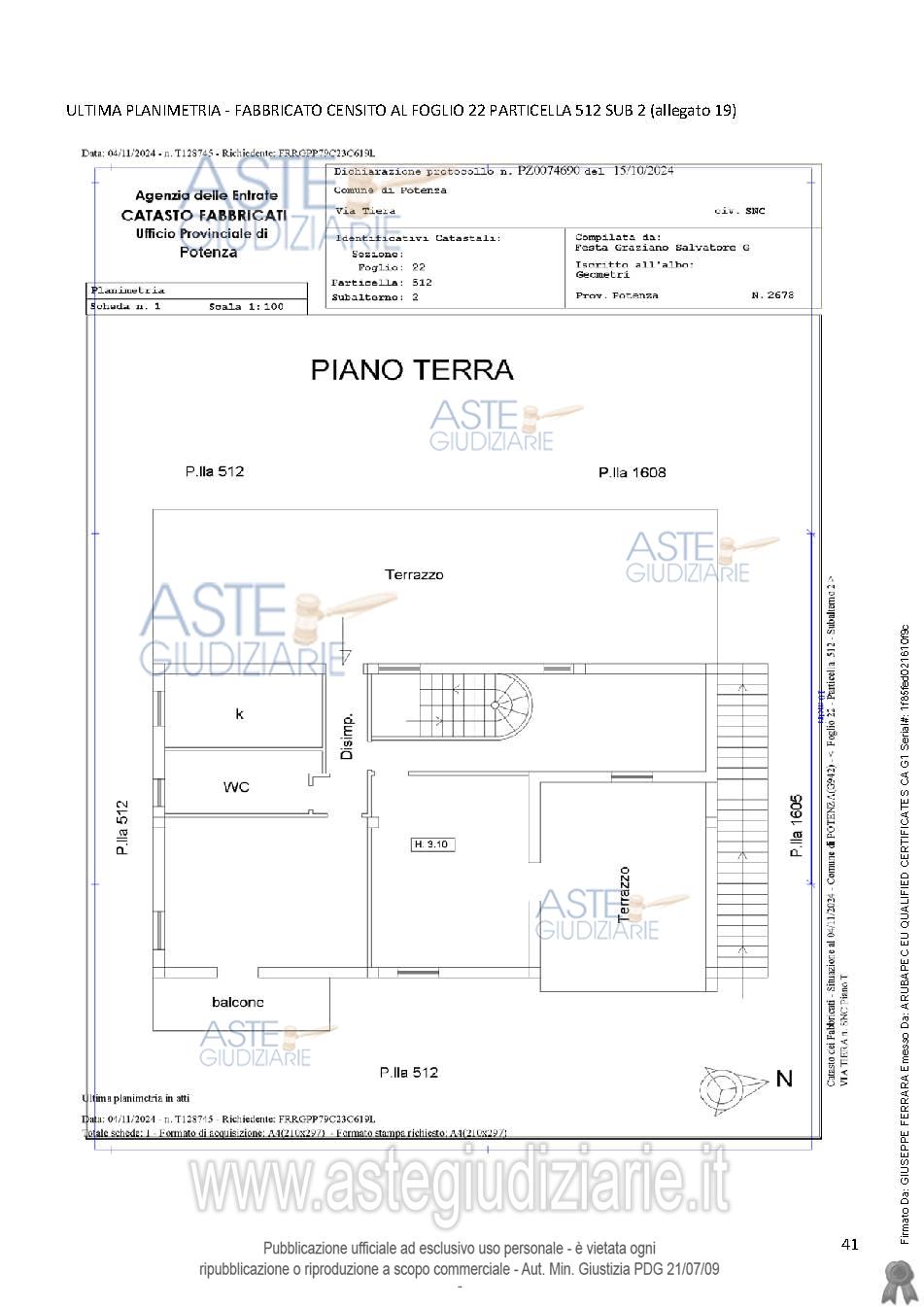 Planimetria del bene