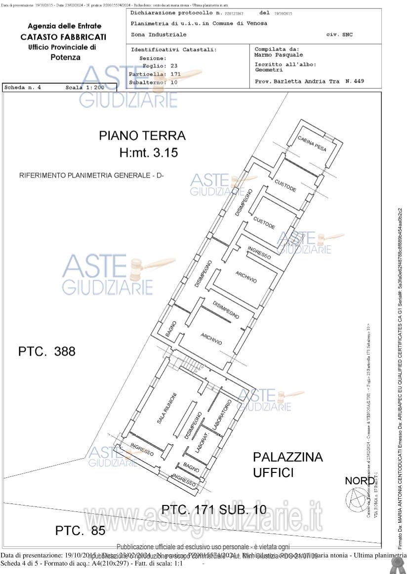 Planimetria del bene