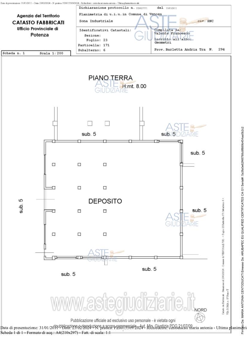 Planimetria del bene