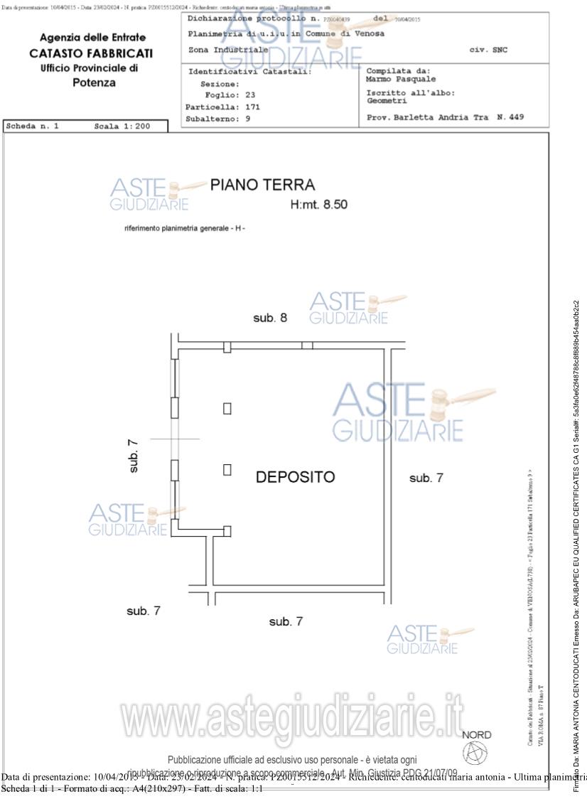 Planimetria del bene